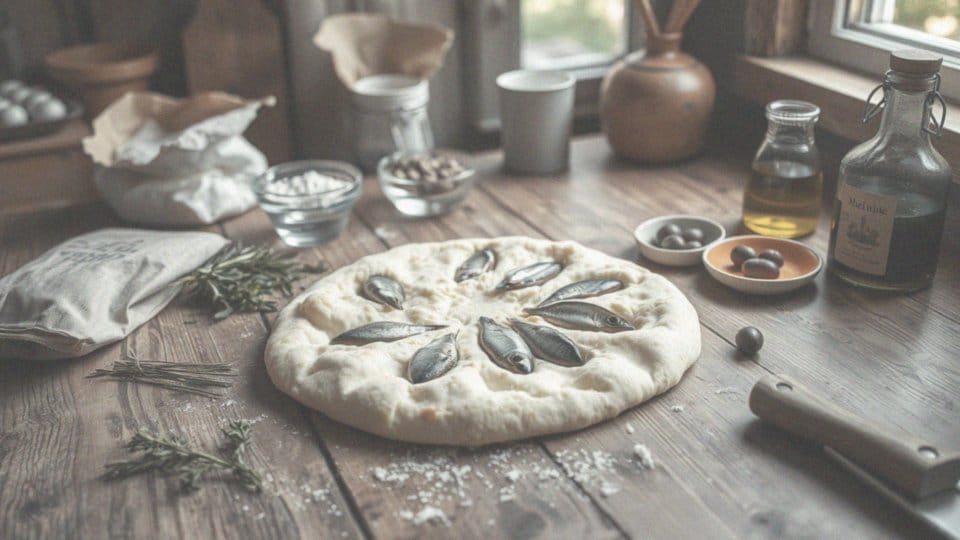 Jakie składniki są potrzebne do mini focaccia z wędzonymi szprotkami?